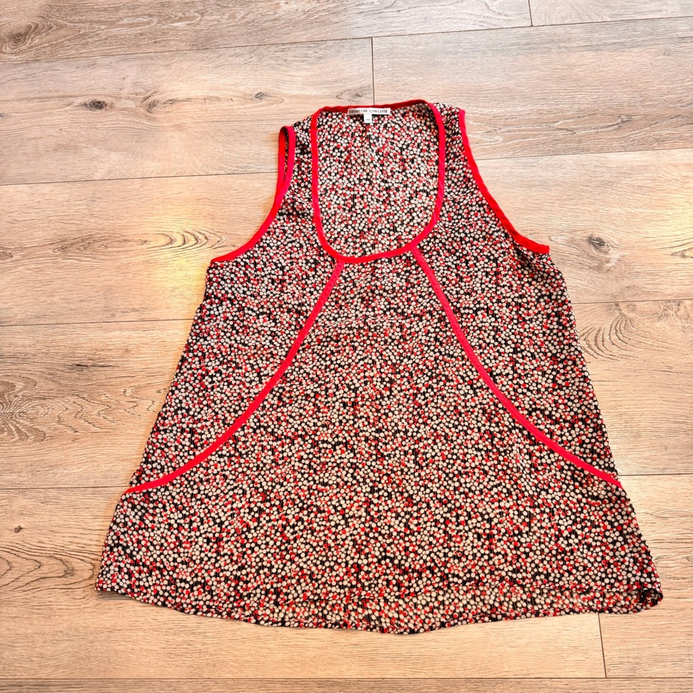 Collective Concepts Stitch Fix Medium M Tank Top Red White Black Dots